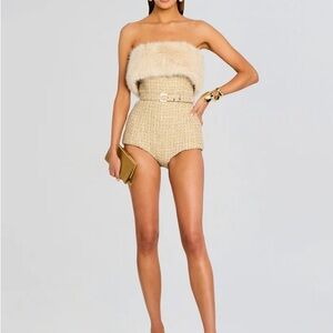 Retrofete Cream Strapless Jumpsuit